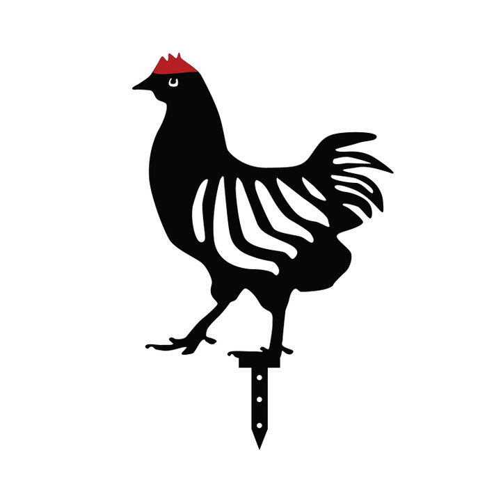 Aberto Design Chicken Family 6 - Juego de 6 Esculturas de Metal para Jardín Negro